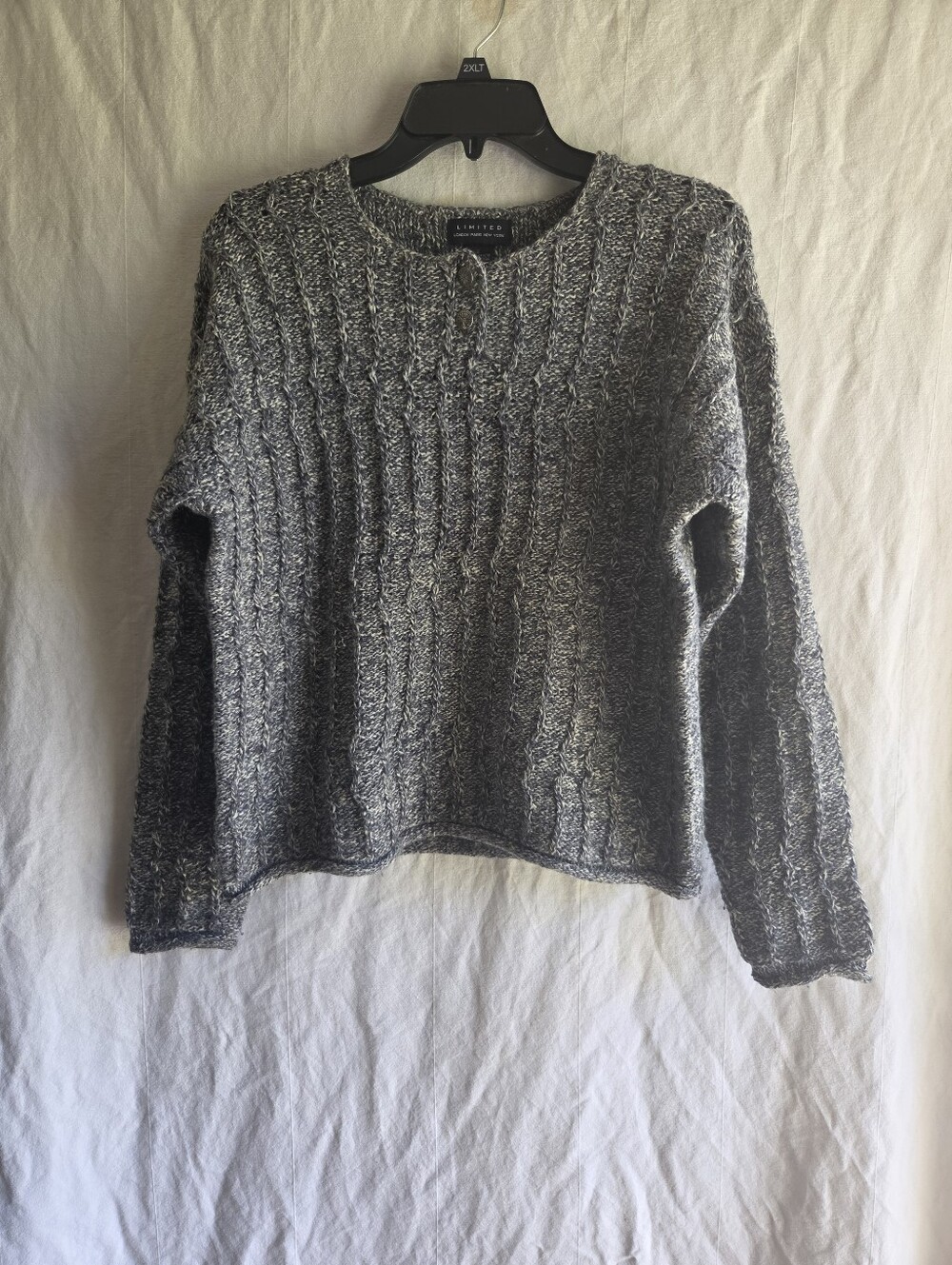 Vintage Limited Cable Knit Sweater Womens Small Blue Cropped Cotton Wool Blend